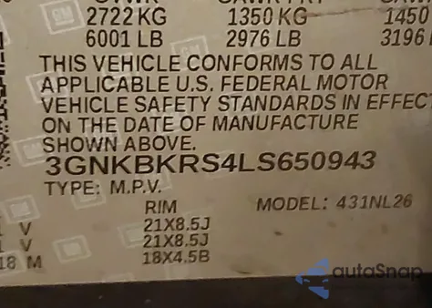 2020 Chevrolet Blazer Awd Rs from USA, damaged, VIN 3GNKBKRS4LS650943